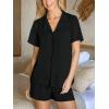 CUPSHE Button Down Pajama Shorts Set for Women 2 Piece Post Partum Lounge Shorts PJ Sets(Black)