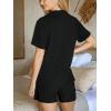 CUPSHE Button Down Pajama Shorts Set for Women 2 Piece Post Partum Lounge Shorts PJ Sets(Black)