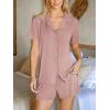 CUPSHE Button Down Pajama Shorts Set for Women 2 Piece Post Partum Lounge Shorts PJ Sets(Pink)