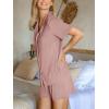 CUPSHE Button Down Pajama Shorts Set for Women 2 Piece Post Partum Lounge Shorts PJ Sets(Pink)