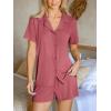 CUPSHE Button Down Pajama Shorts Set for Women 2 Piece Post Partum Lounge Shorts PJ Sets(Rust Red)