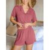CUPSHE Button Down Pajama Shorts Set for Women 2 Piece Post Partum Lounge Shorts PJ Sets(Rust Red)