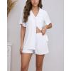 CUPSHE Button Down Pajama Shorts Set for Women 2 Piece Post Partum Lounge Shorts PJ Sets(White)