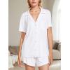 CUPSHE Button Down Pajama Shorts Set for Women 2 Piece Post Partum Lounge Shorts PJ Sets(White)