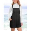 CUPSHE Casual Cotton Loose Rompers Fit Summer Pockets Sleeveless Wide Strap Square Neck Outfit(Black)