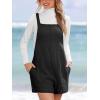 CUPSHE Casual Cotton Loose Rompers Fit Summer Pockets Sleeveless Wide Strap Square Neck Outfit(Black)