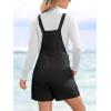 CUPSHE Casual Cotton Loose Rompers Fit Summer Pockets Sleeveless Wide Strap Square Neck Outfit(Black)
