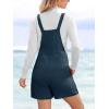 CUPSHE Casual Cotton Loose Rompers Fit Summer Pockets Sleeveless Wide Strap Square Neck Outfit(Navy Blue)