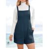 CUPSHE Casual Cotton Loose Rompers Fit Summer Pockets Sleeveless Wide Strap Square Neck Outfit(Navy Blue)
