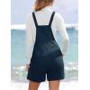 CUPSHE Casual Cotton Loose Rompers Fit Summer Pockets Sleeveless Wide Strap Square Neck Outfit(Navy Blue)