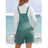 CUPSHE Casual Cotton Loose Rompers Fit Summer Pockets Sleeveless Wide Strap Square Neck Outfit(Ocean Blue)