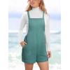 CUPSHE Casual Cotton Loose Rompers Fit Summer Pockets Sleeveless Wide Strap Square Neck Outfit(Ocean Blue)