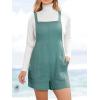 CUPSHE Casual Cotton Loose Rompers Fit Summer Pockets Sleeveless Wide Strap Square Neck Outfit(Ocean Blue)