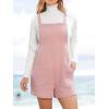 CUPSHE Casual Cotton Loose Rompers Fit Summer Pockets Sleeveless Wide Strap Square Neck Outfit(Pink)