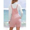 CUPSHE Casual Cotton Loose Rompers Fit Summer Pockets Sleeveless Wide Strap Square Neck Outfit(Pink)
