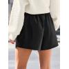 CUPSHE Faux Leather Shorts for Women High Wasited Pull On Pleated Pleather Shorts with Elastic Waist Pockets(Black)