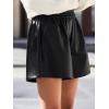CUPSHE Faux Leather Shorts for Women High Wasited Pull On Pleated Pleather Shorts with Elastic Waist Pockets(Black)