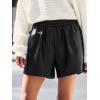 CUPSHE Faux Leather Shorts for Women High Wasited Pull On Pleated Pleather Shorts with Elastic Waist Pockets(Black)