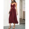 CUPSHE Midi Dress for Women 2026 Party Spaghetti Straps Sleeveless Pleated Cutout Formal Dress(Burgundy)