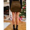 CUPSHE Mini Skirts Twist Notched Hem A-line Satin Waist Party Vacation Dressy Going Out Date(Brown)