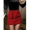 CUPSHE Mini Skirts Twist Notched Hem A-line Satin Waist Party Vacation Dressy Going Out Date(Red Flower)