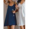 CUPSHE Nightgown for Women V Neck Sleepwear Lace Trim Babydoll Chemise Lingerie S-XL(Navy)
