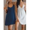 CUPSHE Nightgown for Women V Neck Sleepwear Lace Trim Babydoll Chemise Lingerie S-XL(Navy)