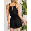 CUPSHE One Piece Jumpsuits for Women Dressy Belted Lace Romper Keyhole Back Sleeveless Halter neck Overalls Vacation Outfits(Black)