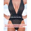 CUPSHE One Piece Swimsuit for Women Bathing Suit Cut Out Cross Back Tie Deep V Neck Ruched High Cut(Black/Stripe)