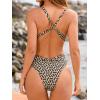 CUPSHE One Piece Swimsuit for Women Bathing Suit Cut Out Cross Back Tie Deep V Neck Ruched High Cut(Brown/Beige)
