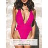 CUPSHE One Piece Swimsuit for Women Bathing Suit Cut Out Cross Back Tie Deep V Neck Ruched High Cut(Hot Magenta)