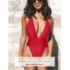 CUPSHE One Piece Swimsuit for Women Bathing Suit Cut Out Cross Back Tie Deep V Neck Ruched High Cut(Red)