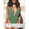 CUPSHE One Piece Swimsuit for Women Bathing Suit Cut Out Cross Back Tie Deep V Neck Ruched High Cut(Sage Green)