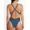 CUPSHE One Piece Swimsuit for Women Bathing Suit Cut Out Cross Back Tie Deep V Neck Ruched High Cut(Sapphire Blue)