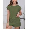 CUPSHE Pajama Set for Women Modal Short Sleeve PJs Cute Lace Sleepwear Shorts Set(Amy Green)