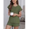 CUPSHE Pajama Set for Women Modal Short Sleeve PJs Cute Lace Sleepwear Shorts Set(Amy Green)