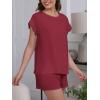 CUPSHE Pajama Set for Women Modal Short Sleeve PJs Cute Lace Sleepwear Shorts Set(Red)