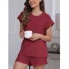 CUPSHE Pajama Set for Women Modal Short Sleeve PJs Cute Lace Sleepwear Shorts Set(Red)