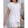 CUPSHE Pajama Set for Women Modal Short Sleeve PJs Cute Lace Sleepwear Shorts Set(White)