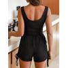 CUPSHE Pajamas Set for Women 2 Piece Sleeveless Women Soft Sleepwear Short PJ Set with Shorts(Y-black)