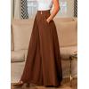 CUPSHE Pleated Wide Leg Pants for Women with Pockets Loose Lightweight High Waist Flowy Business Casual Pants Beach Trousers(Brown)