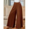 CUPSHE Pleated Wide Leg Pants for Women with Pockets Loose Lightweight High Waist Flowy Business Casual Pants Beach Trousers(Brown)