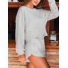 CUPSHE Ribbed Knit Long Sleeve and Short Pajama Sets 2 Piece Button Down Long Sleeve PJs for Women Soft Loungewear(A-grey)
