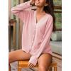 CUPSHE Ribbed Knit Long Sleeve and Short Pajama Sets 2 Piece Button Down Long Sleeve PJs for Women Soft Loungewear(Pink)