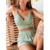 CUPSHE Ribbed Pajamas Sets for Women Cami Sleepwear 2 Piece V Neck Camisole Top and Shorts Pjs Sets(Green)