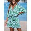 CUPSHE Rompers for Women Summer Casual V Neck Sleeveless Short Jumpsuit One Piece Outfit Beach Vacation(Green)