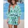 CUPSHE Rompers for Women Summer Casual V Neck Sleeveless Short Jumpsuit One Piece Outfit Beach Vacation(Green)