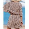 CUPSHE Rompers for Women Summer Casual V Neck Sleeveless Short Jumpsuit One Piece Outfit Beach Vacation(Leopard)