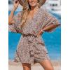 CUPSHE Rompers for Women Summer Casual V Neck Sleeveless Short Jumpsuit One Piece Outfit Beach Vacation(Leopard)