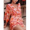CUPSHE Rompers for Women Summer Casual V Neck Sleeveless Short Jumpsuit One Piece Outfit Beach Vacation(Orange)